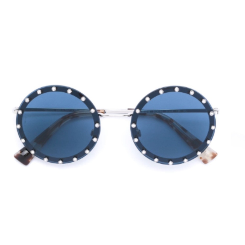 VALENTINO blue studded round sunglasses